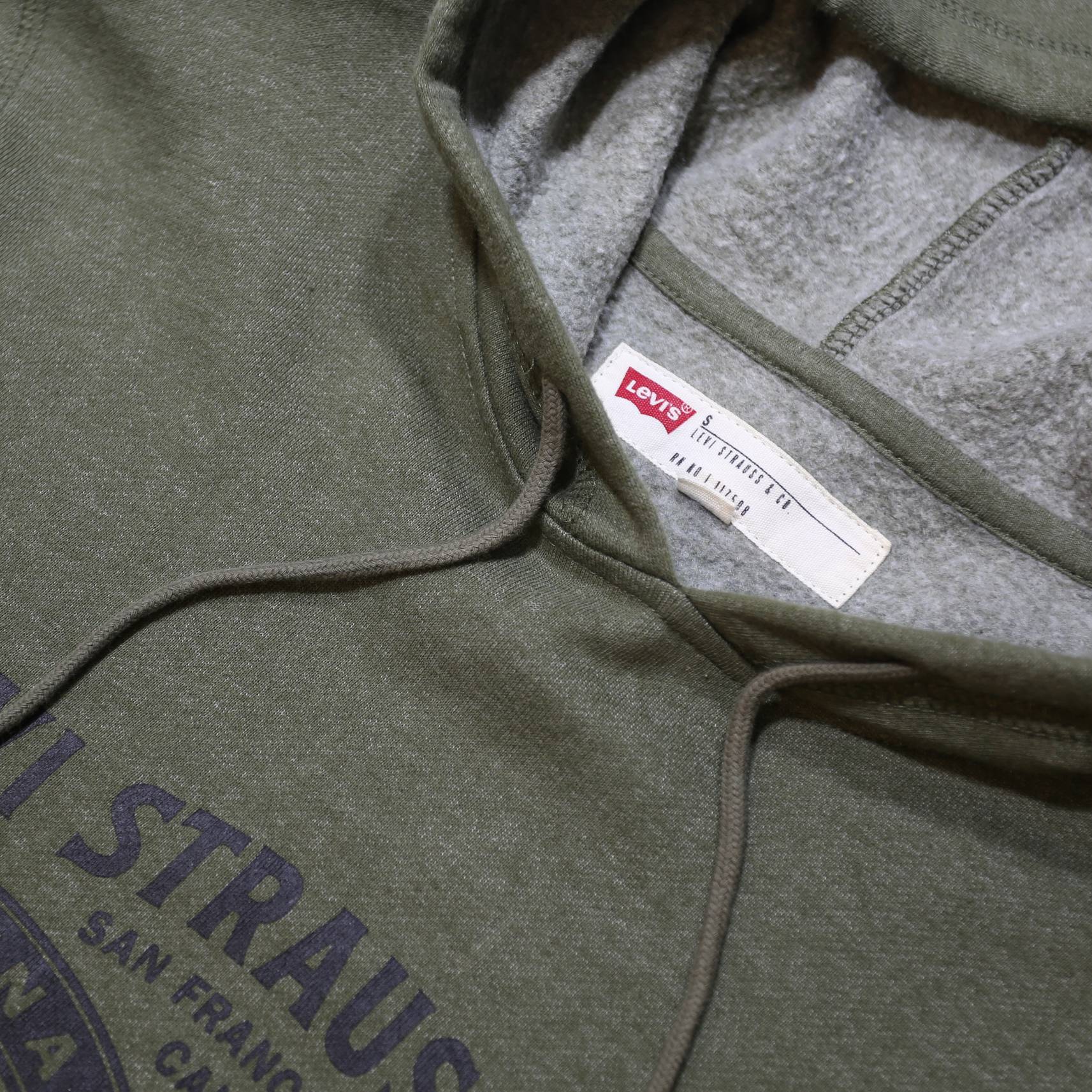 LEVI'S Mens Green Hoodie S Cotton Blend Pullover Hooded Sweatshirt