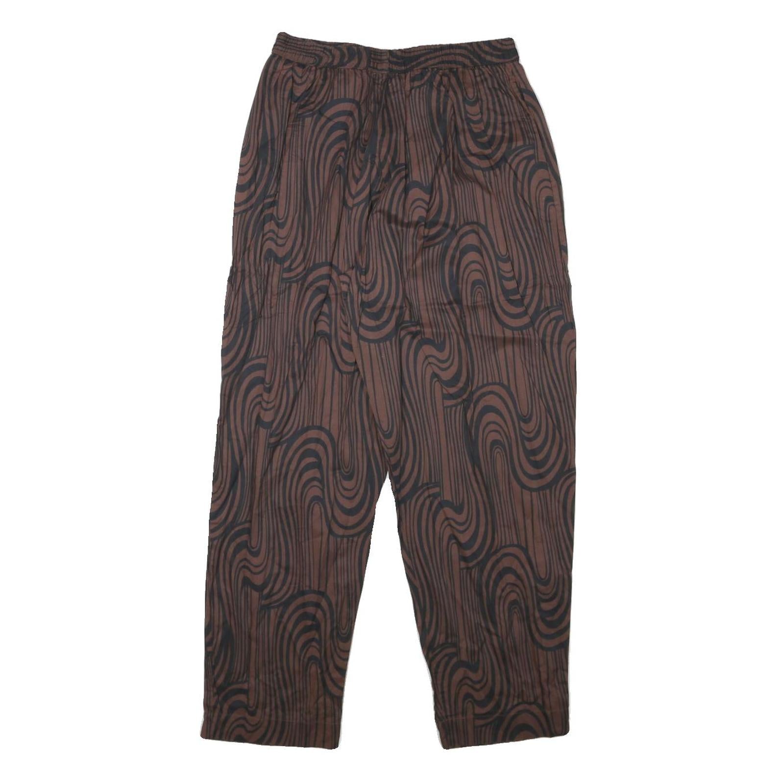 KHAADI Womens Cotton Blend Relaxed Brown Black Swirl Patterned Trousers W25 L26