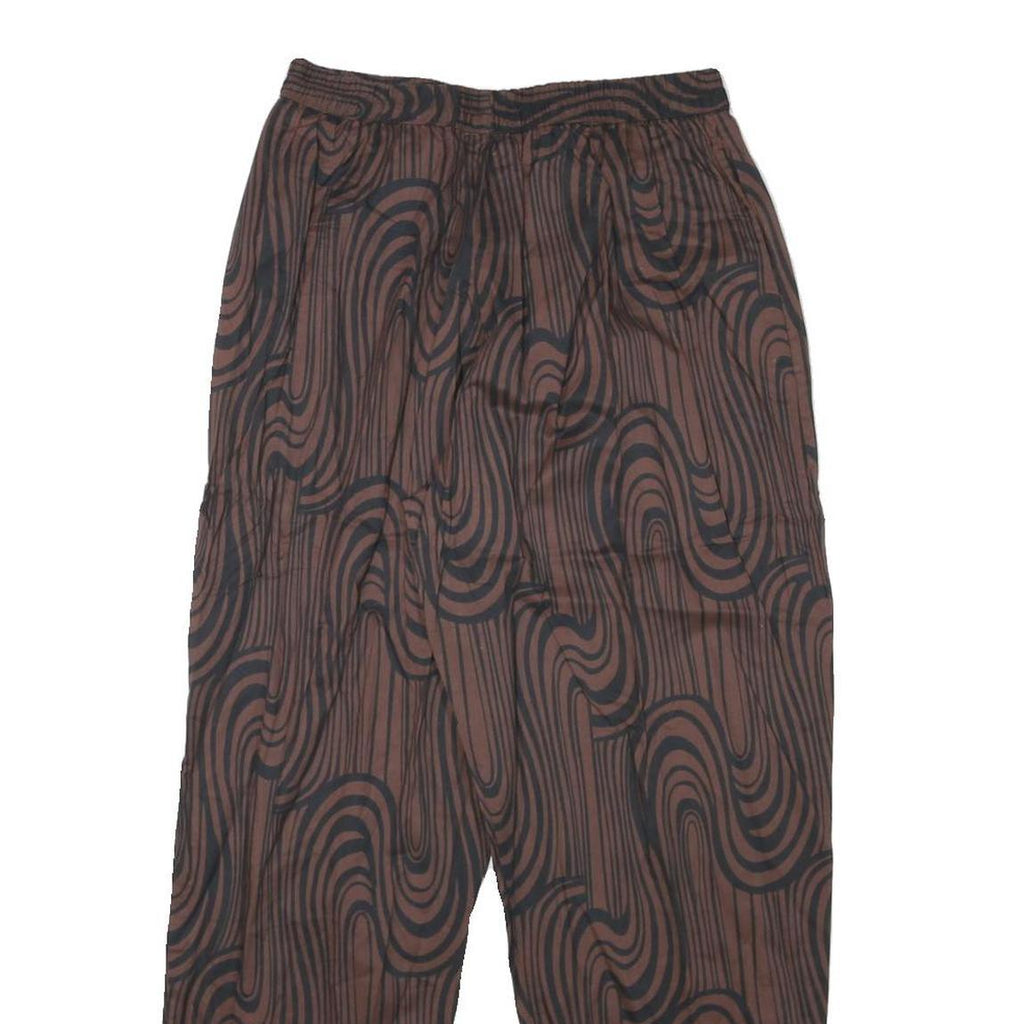 KHAADI Womens Cotton Blend Relaxed Brown Black Swirl Patterned Trousers W25 L26