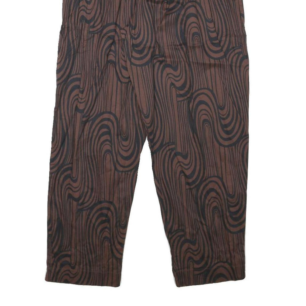 KHAADI Womens Cotton Blend Relaxed Brown Black Swirl Patterned Trousers W25 L26