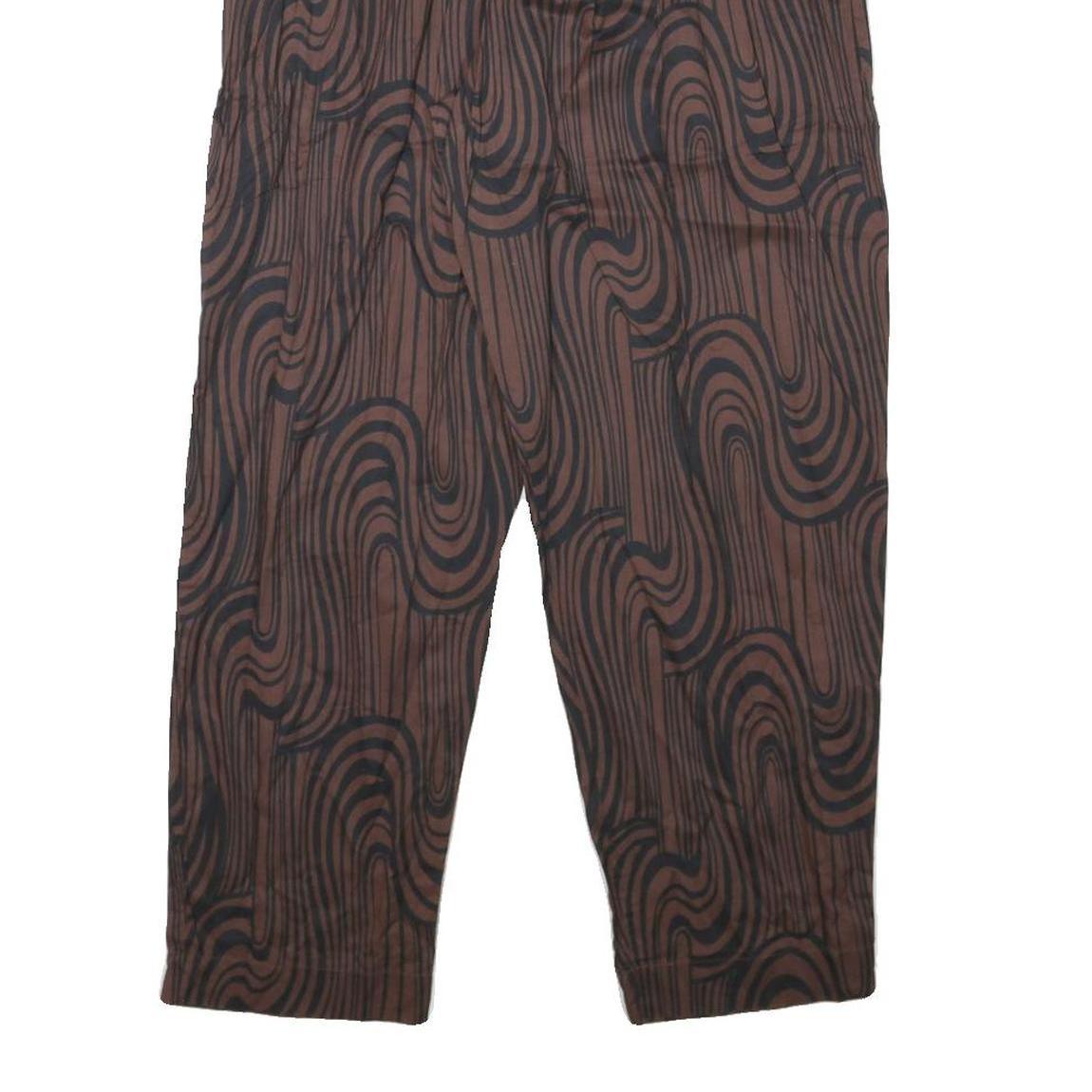KHAADI Womens Cotton Blend Relaxed Brown Black Swirl Patterned Trousers W25 L26