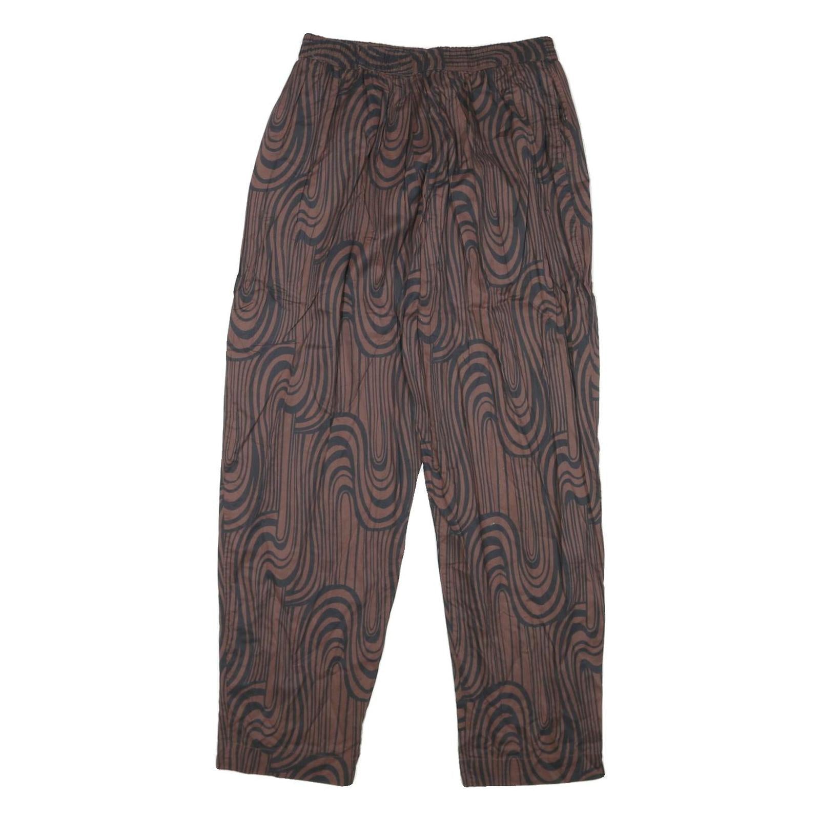 KHAADI Womens Cotton Blend Relaxed Brown Black Swirl Patterned Trousers W25 L26