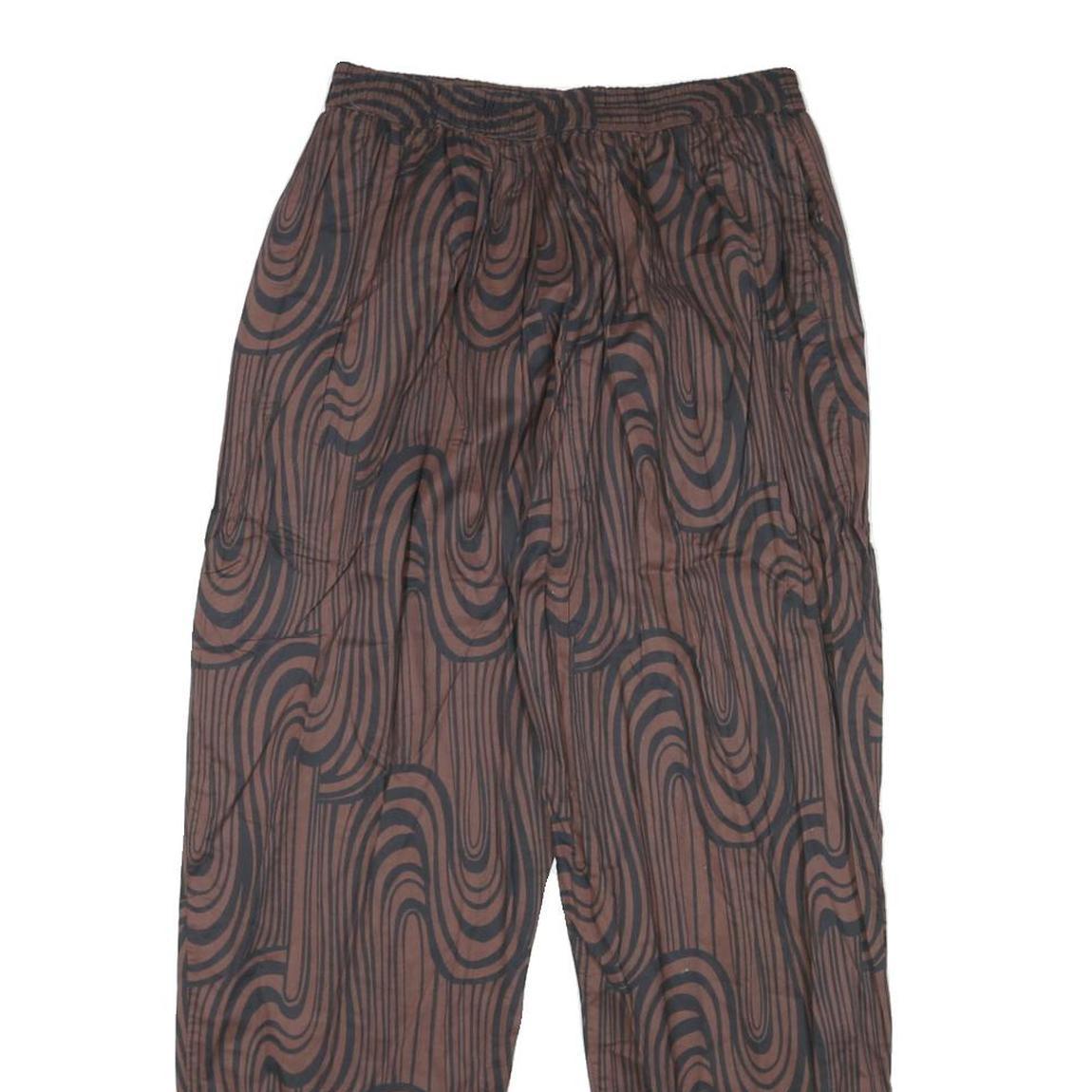 KHAADI Womens Cotton Blend Relaxed Brown Black Swirl Patterned Trousers W25 L26