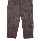 KHAADI Womens Cotton Blend Relaxed Brown Black Swirl Patterned Trousers W25 L26