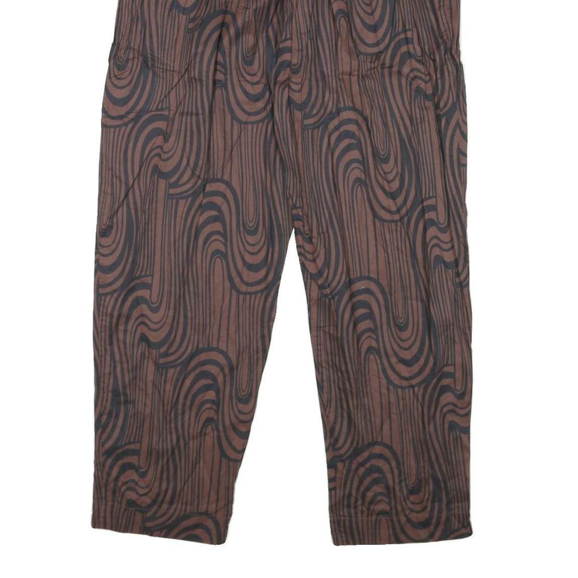 KHAADI Womens Cotton Blend Relaxed Brown Black Swirl Patterned Trousers W25 L26