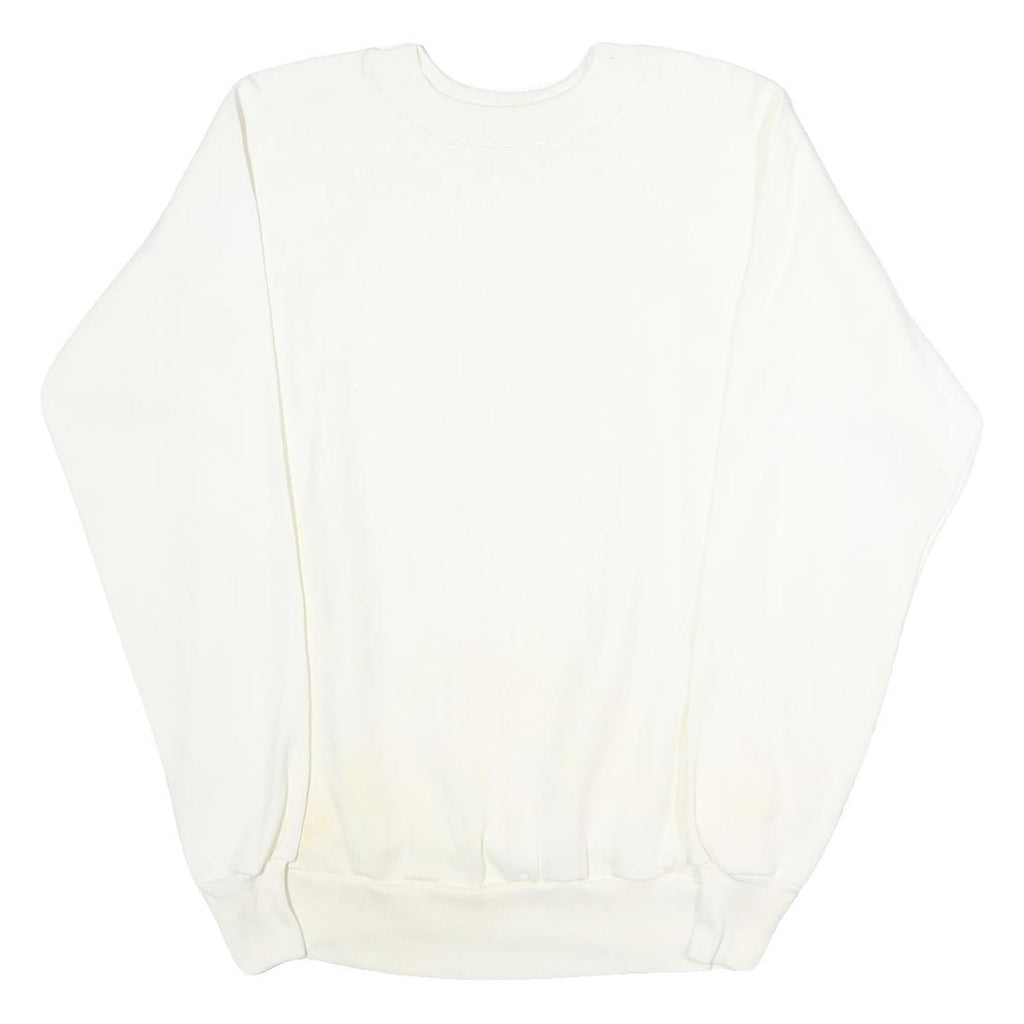 PANILL Mens White Sweatshirt L Crew Neck Cotton Blend Pullover Comfortable Basic