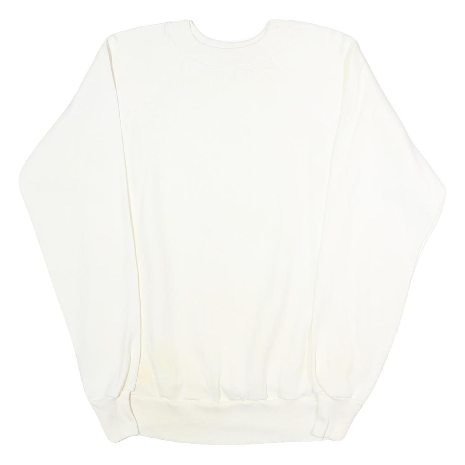 PANILL Mens White Sweatshirt L Crew Neck Cotton Blend Pullover Comfortable Basic