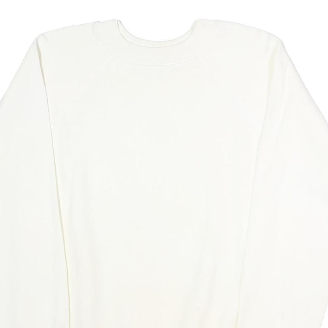 PANILL Mens White Sweatshirt L Crew Neck Cotton Blend Pullover Comfortable Basic