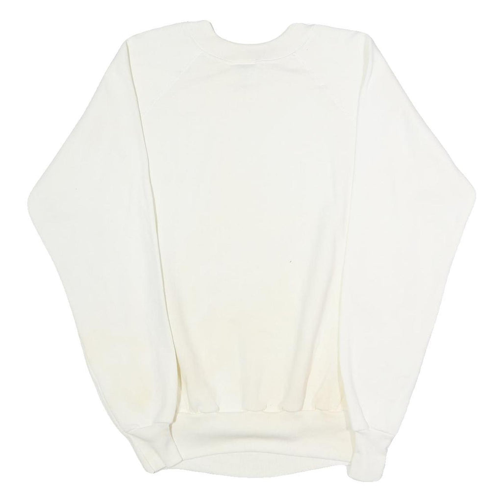 PANILL Mens White Sweatshirt L Crew Neck Cotton Blend Pullover Comfortable Basic