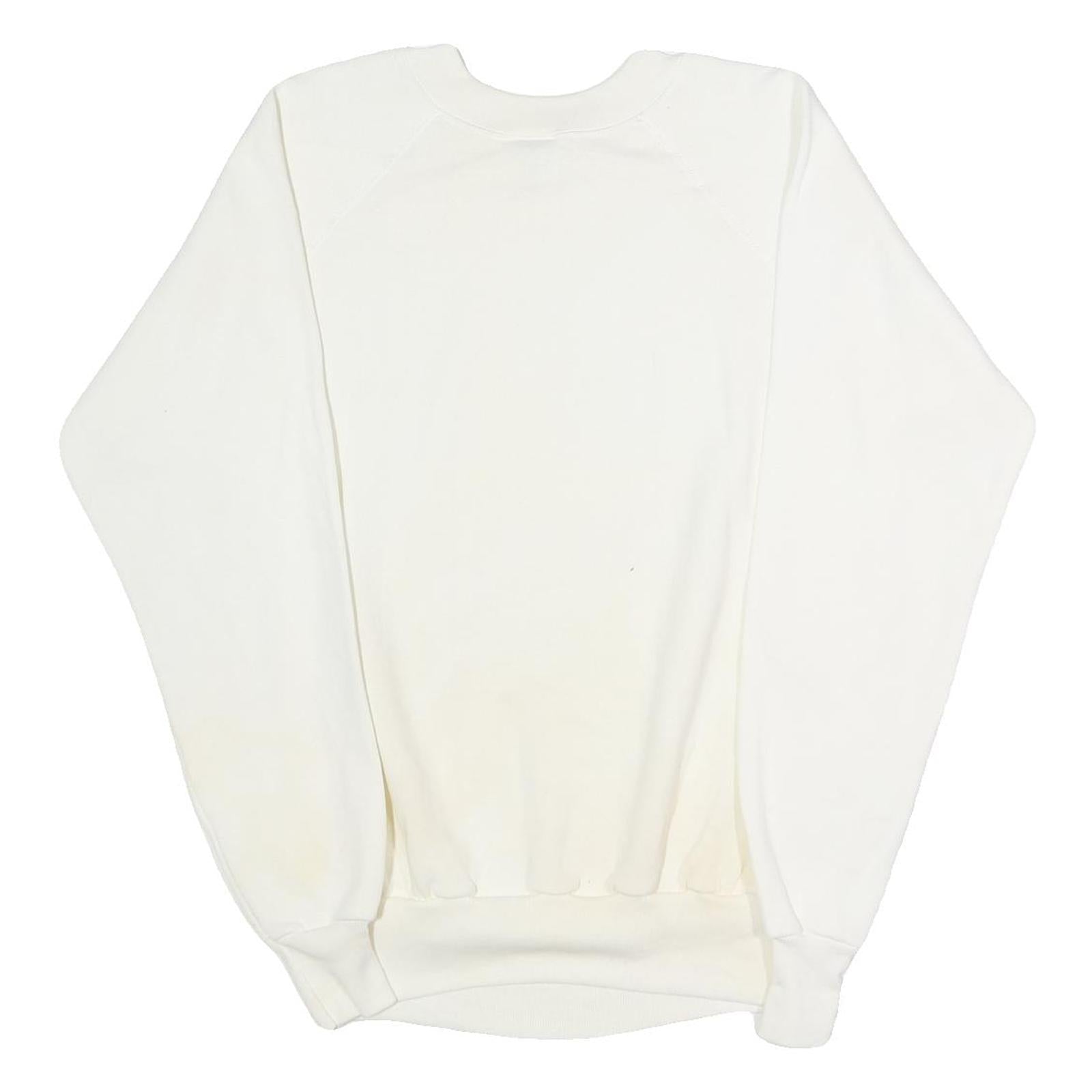 PANILL Mens White Sweatshirt L Crew Neck Cotton Blend Pullover Comfortable Basic