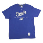 MAJESTIC Mens Blue Royals Cotton T-Shirt XL Crew Neck Short Sleeve MLB Authentic