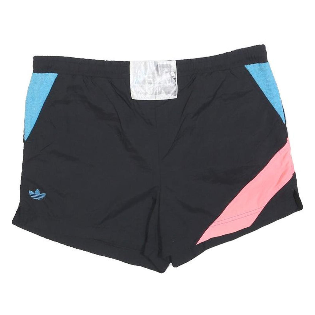 ADIDAS Womens Black Blue & Pink Casual Colourblock Shorts M W32 Polyester Blend