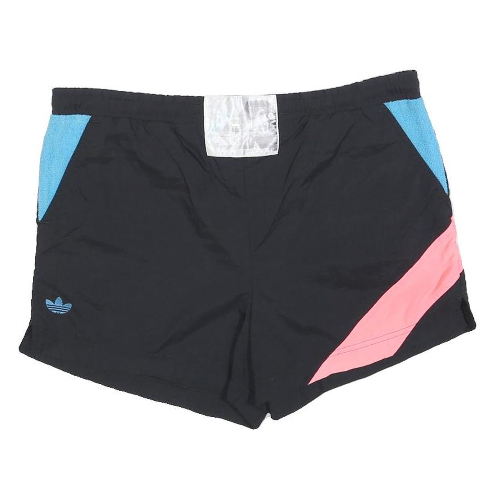 ADIDAS Womens Black Blue & Pink Casual Colourblock Shorts M W32 Polyester Blend