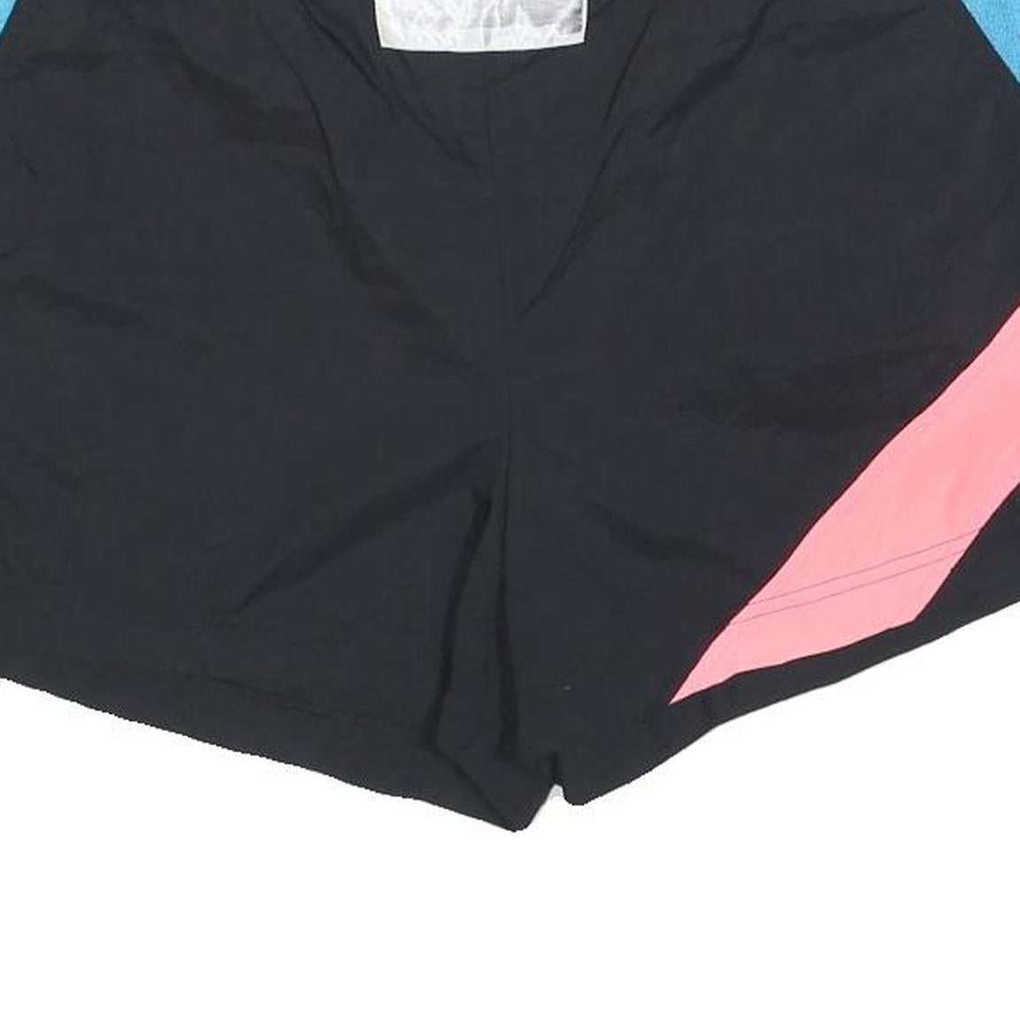 ADIDAS Womens Black Blue & Pink Casual Colourblock Shorts M W32 Polyester Blend