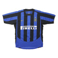 NIKE Mens Blue & Black Printed Shirt Short Sleeve Round Neck M Football Style