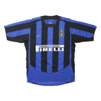 NIKE Mens Blue & Black Printed Shirt Short Sleeve Round Neck M Football Style