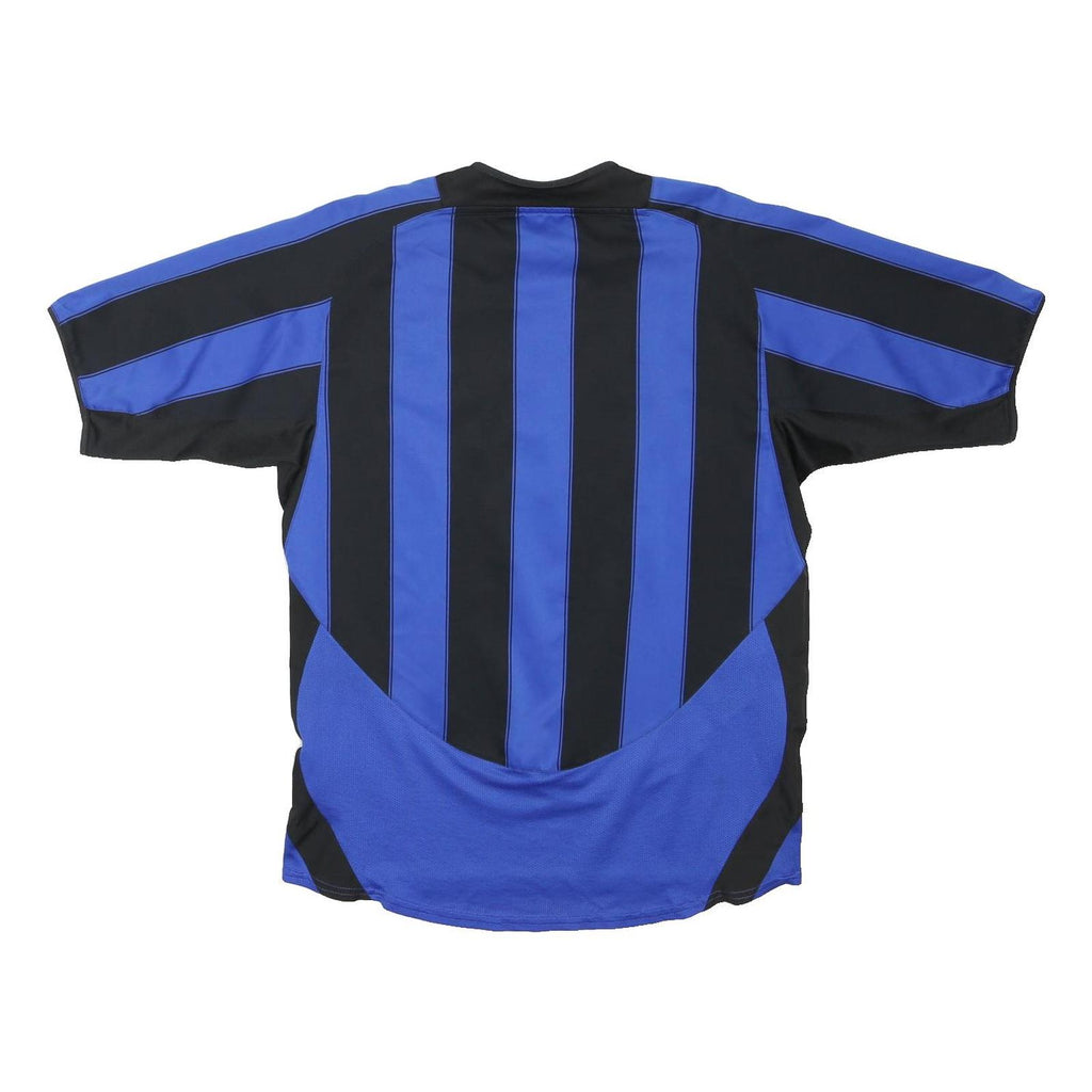 NIKE Mens Blue & Black Printed Shirt Short Sleeve Round Neck M Football Style