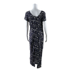 R-WEAR Womens Day Dress Blue Floral Short Sleeve Long M