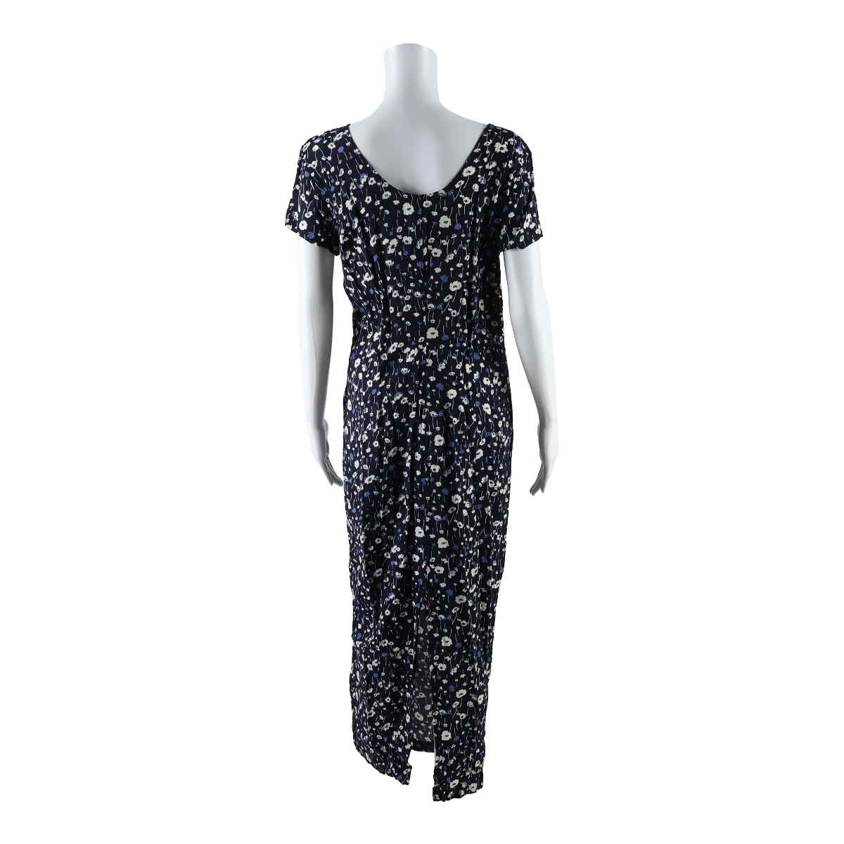 R-WEAR Womens Day Dress Blue Floral Short Sleeve Long M