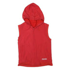 DIESEL Womens Red Sleeveless Hooded Jacket XS Polyester Blend Zip Plain Casual