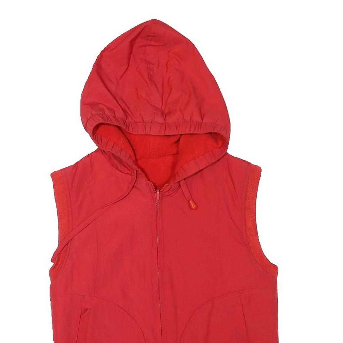 DIESEL Womens Red Sleeveless Hooded Jacket XS Polyester Blend Zip Plain Casual