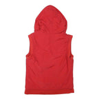 DIESEL Womens Red Sleeveless Hooded Jacket XS Polyester Blend Zip Plain Casual