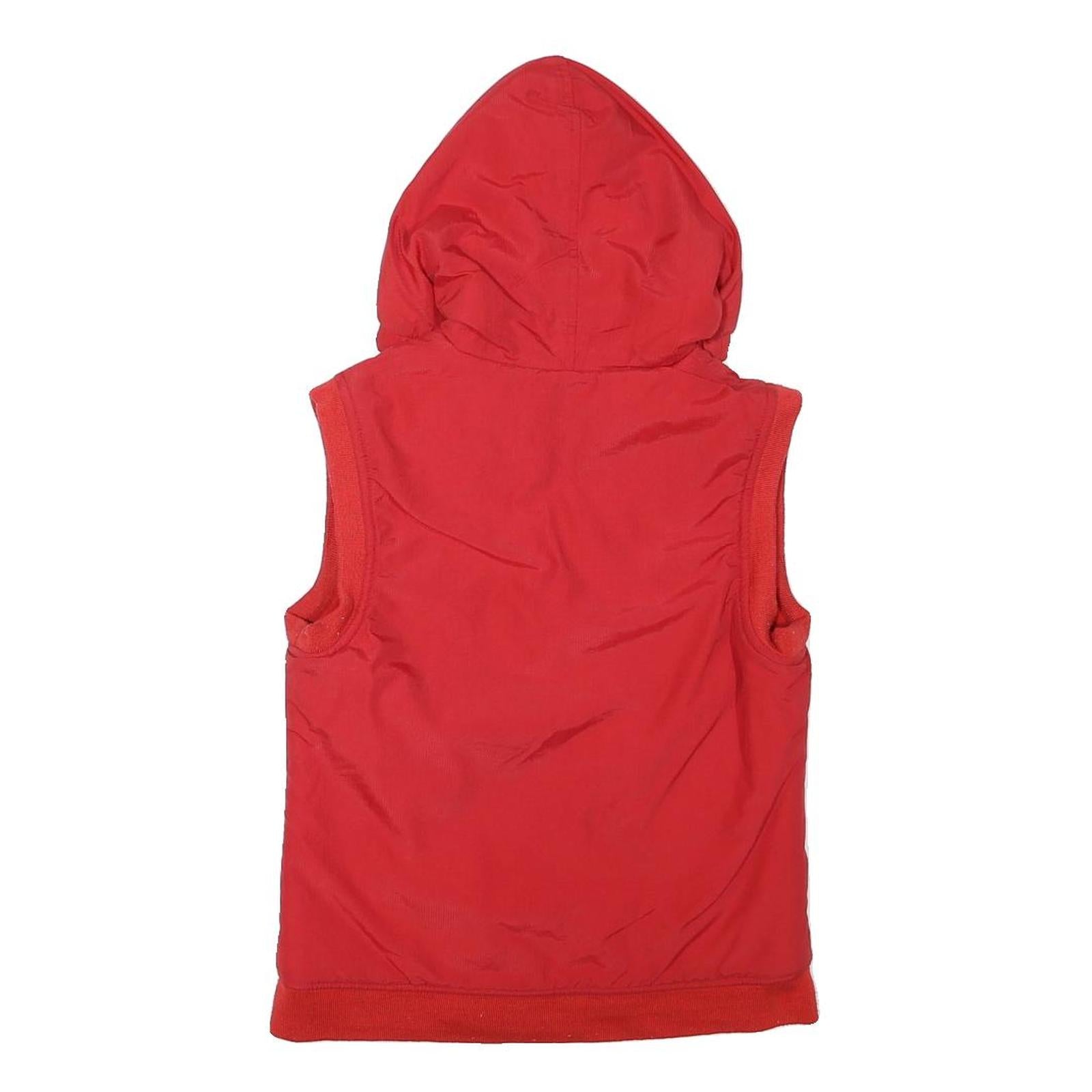 DIESEL Womens Red Sleeveless Hooded Jacket XS Polyester Blend Zip Plain Casual