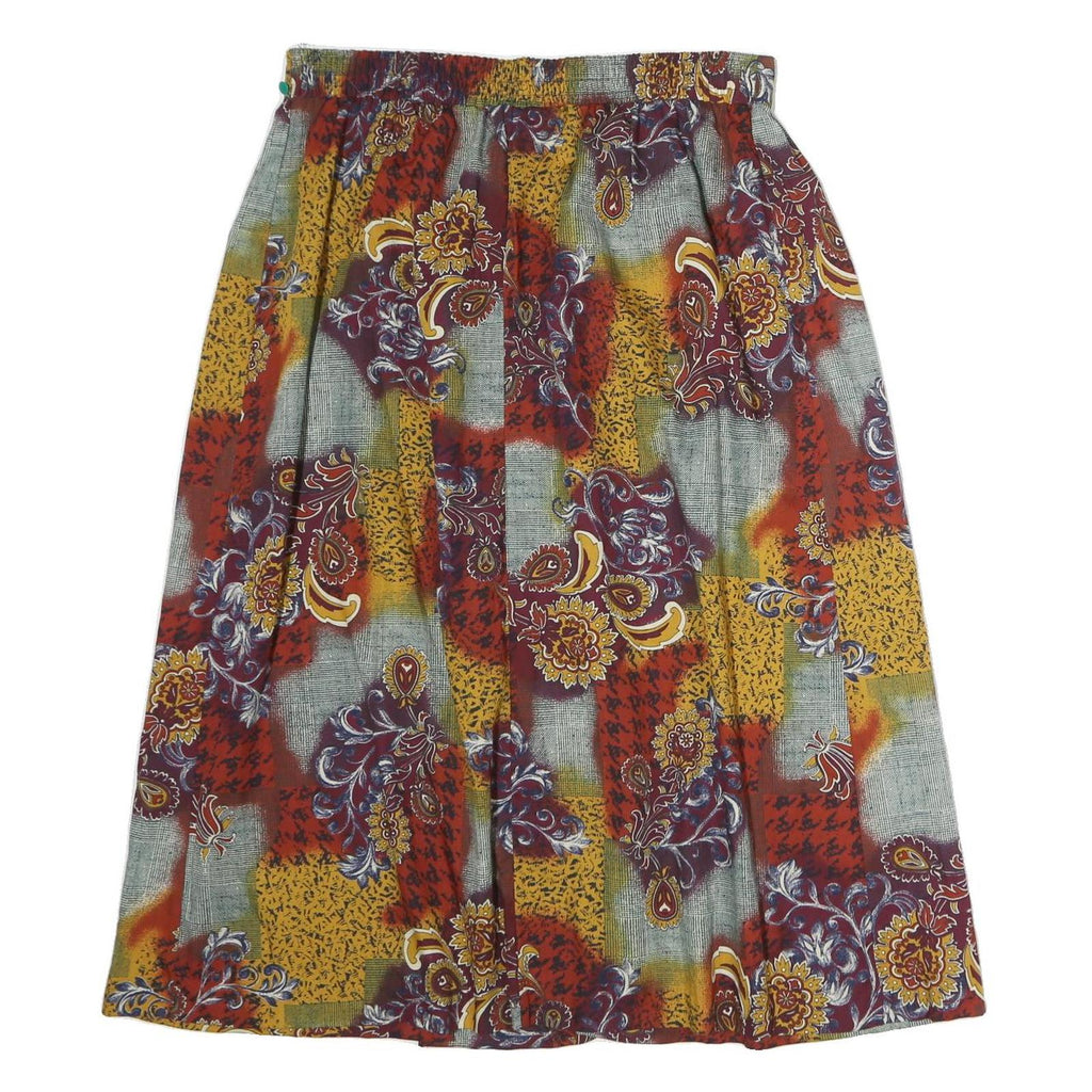 PLUS Womens Multicolour Floral Print Pleated Midi Polyester Skirt L Comfortable
