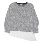 CALVIN KLEIN Womens Black & White Patterned Cotton Blend Jumper Crew Neck