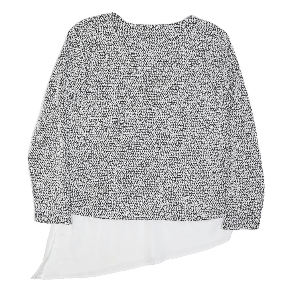CALVIN KLEIN Womens Black & White Patterned Cotton Blend Jumper Crew Neck