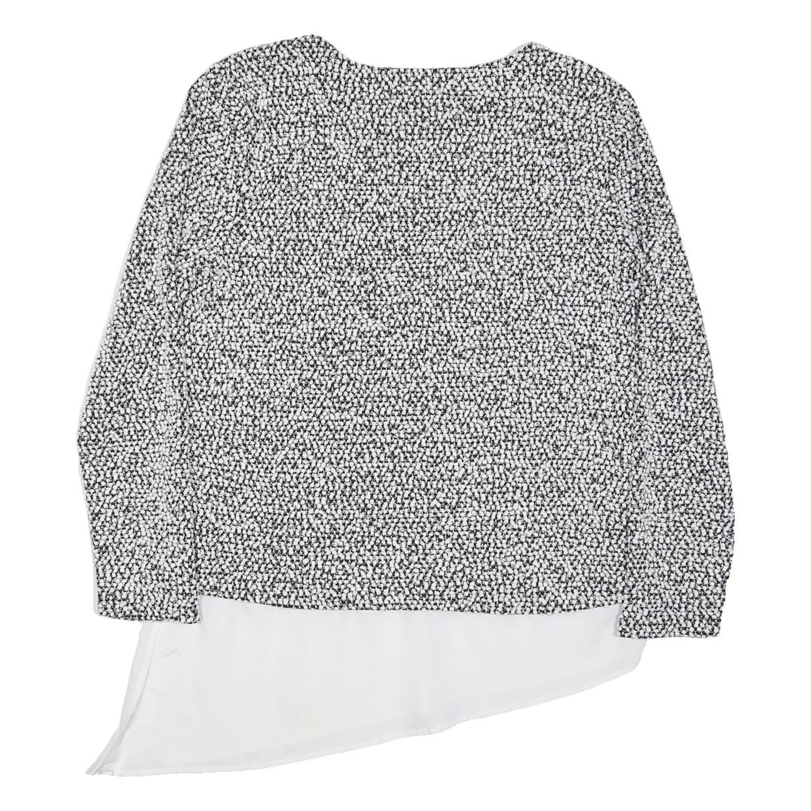 CALVIN KLEIN Womens Black & White Patterned Cotton Blend Jumper Crew Neck