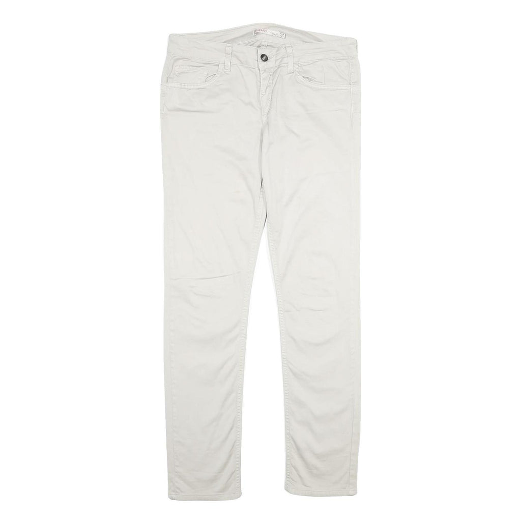 LIU JEANS Womens Cotton Blend White Regular Fit Straight Leg Trousers W30 L30