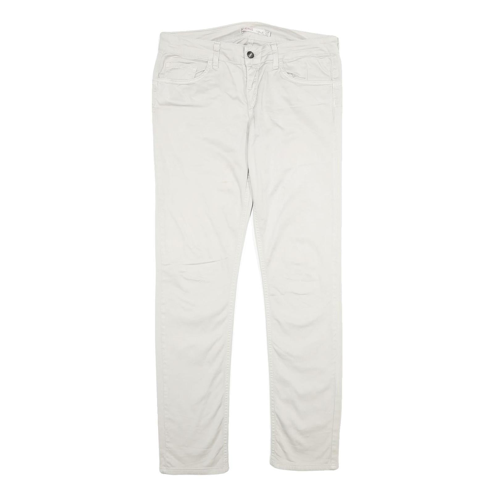 LIU JEANS Womens Cotton Blend White Regular Fit Straight Leg Trousers W30 L30