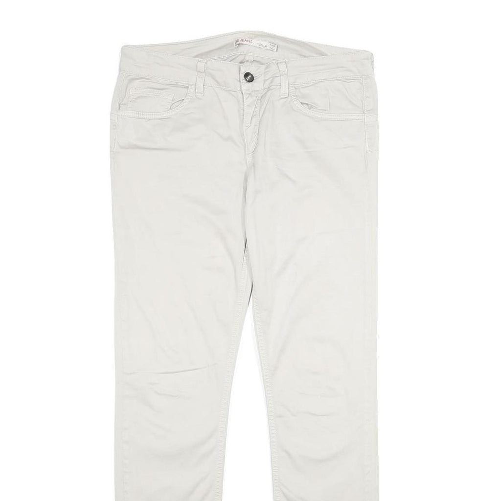 LIU JEANS Womens Cotton Blend White Regular Fit Straight Leg Trousers W30 L30