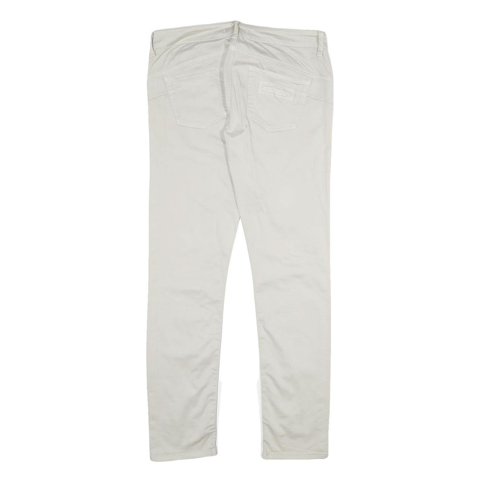 LIU JEANS Womens Cotton Blend White Regular Fit Straight Leg Trousers W30 L30