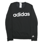 ADIDAS Womens Black Crew Neck L Logo Printed Cotton Blend Sweatshirt Casual