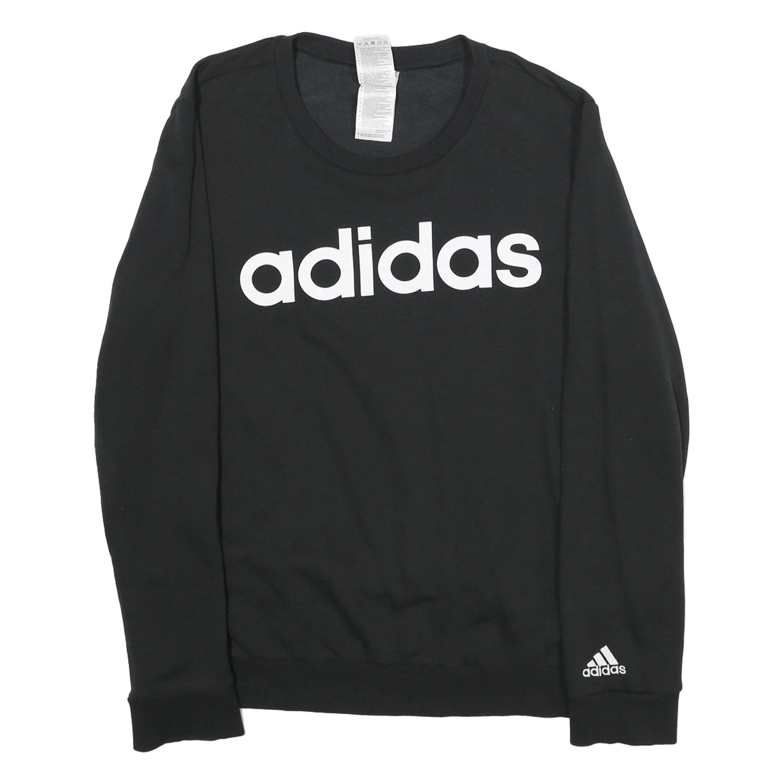ADIDAS Womens Black Crew Neck L Logo Printed Cotton Blend Sweatshirt Casual