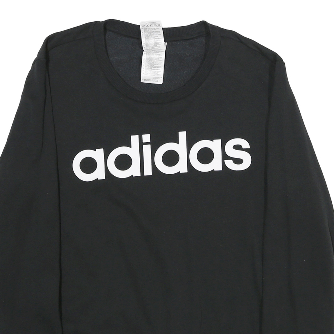 ADIDAS Womens Black Crew Neck L Logo Printed Cotton Blend Sweatshirt Casual