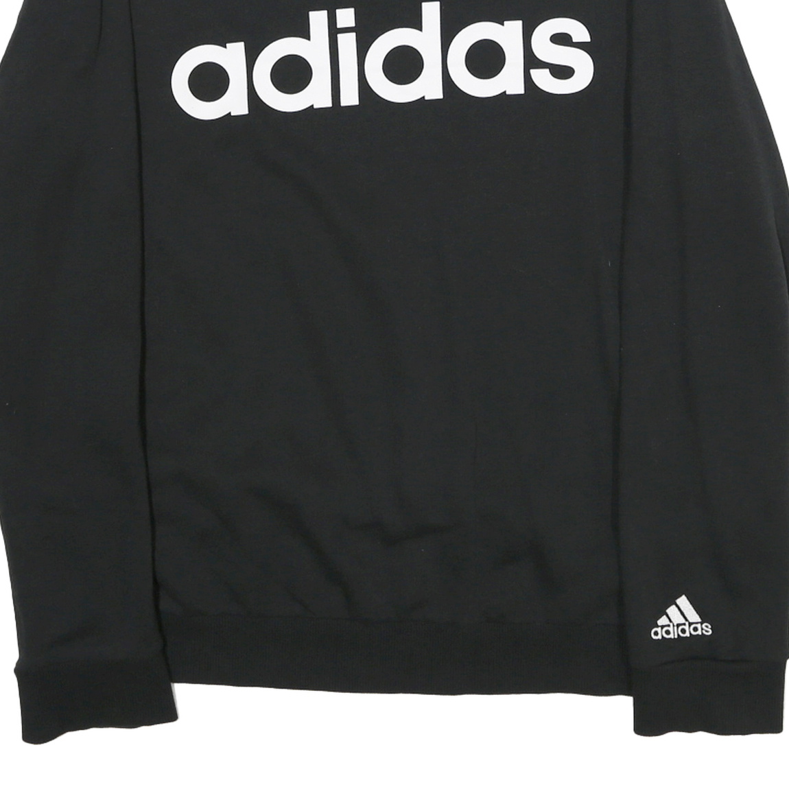 ADIDAS Womens Black Crew Neck L Logo Printed Cotton Blend Sweatshirt Casual