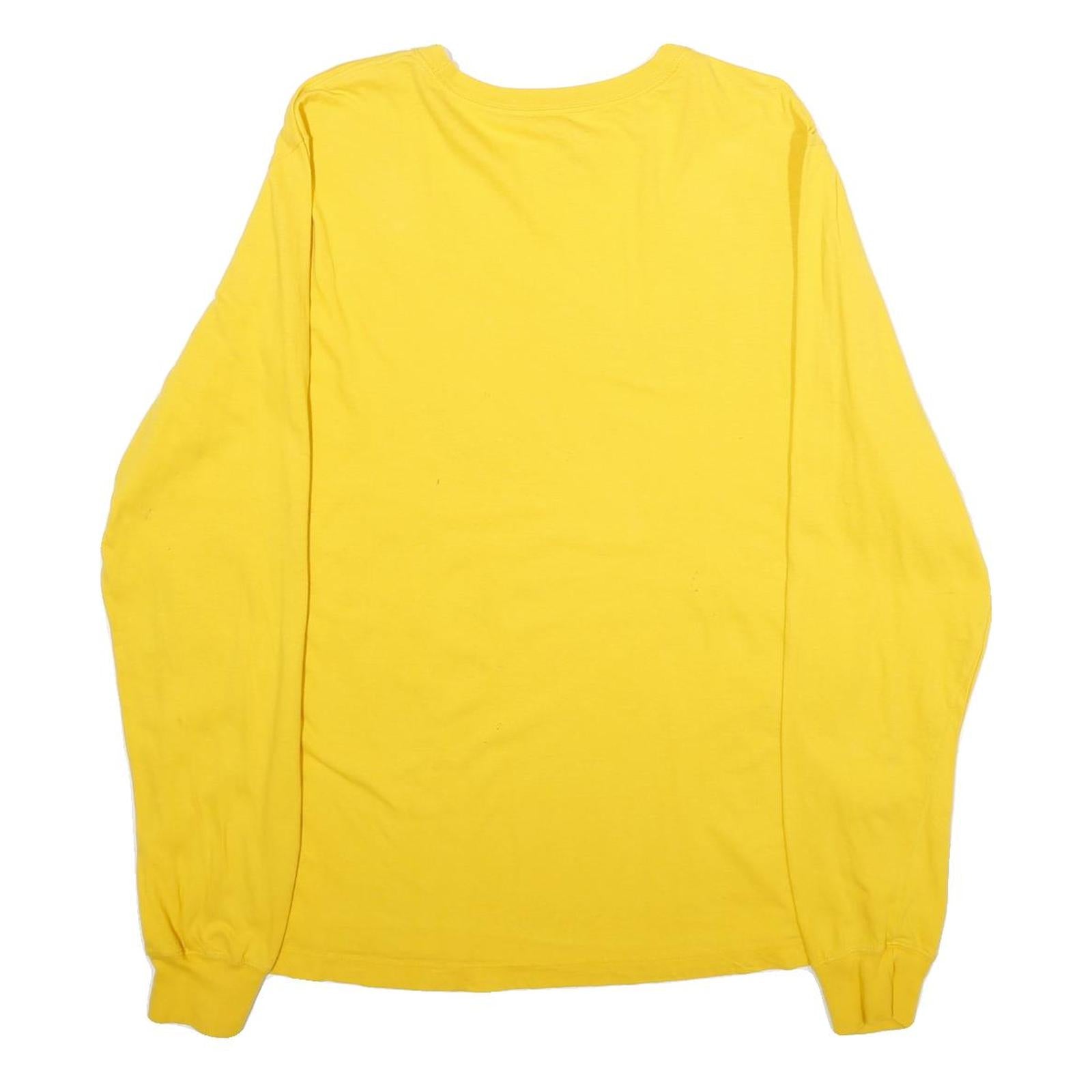 NIKE Mens Yellow Waco Graphic T-Shirt XL Long Sleeve Crew Neck Cotton Comfort