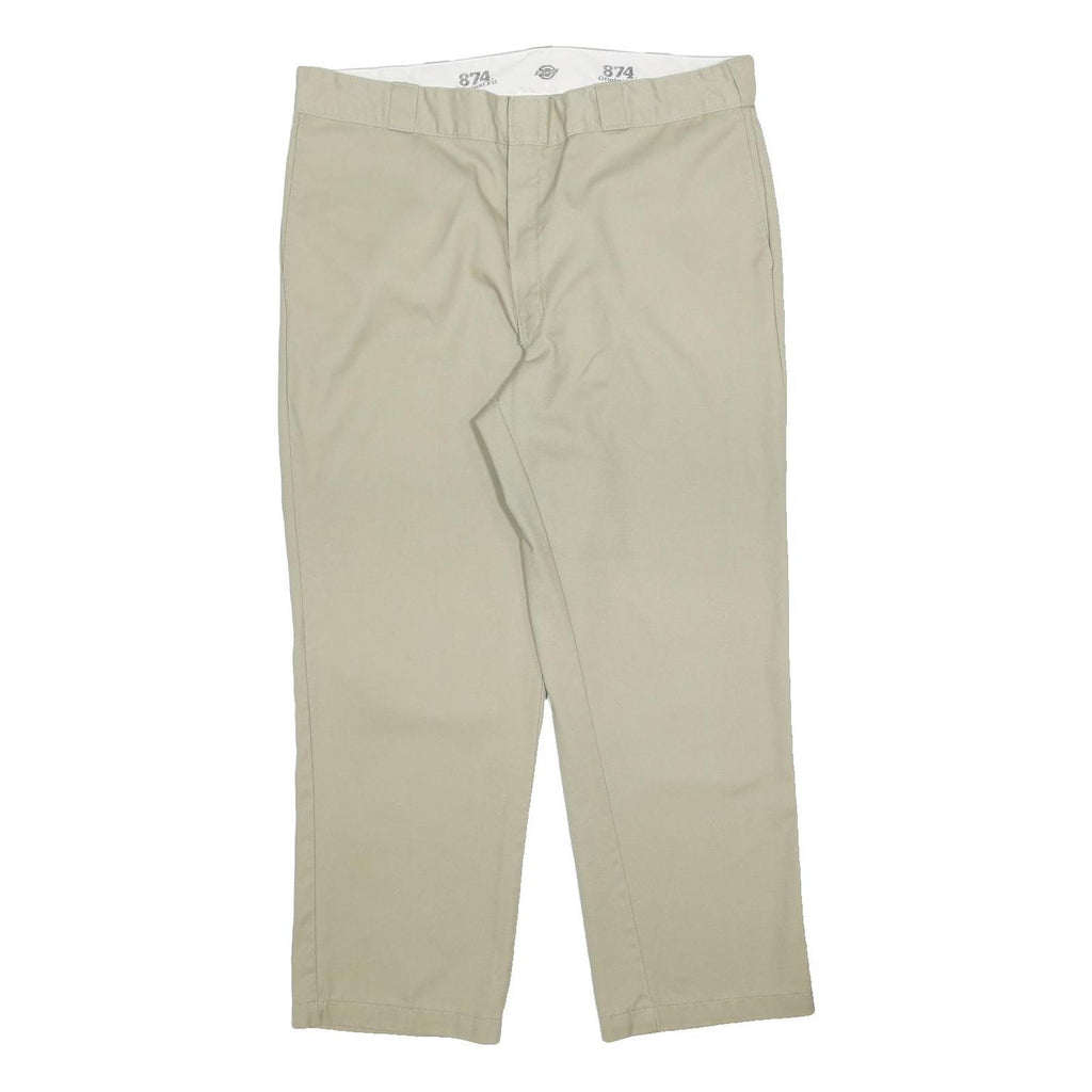 DICKIES Mens Beige Regular Fit Straight Leg Trousers W40 L29 Classic Casual