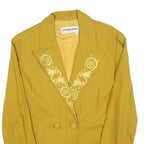 CHRISTIAN ILINARES Womens Yellow Linen Blend Jacket M Button Embroidered