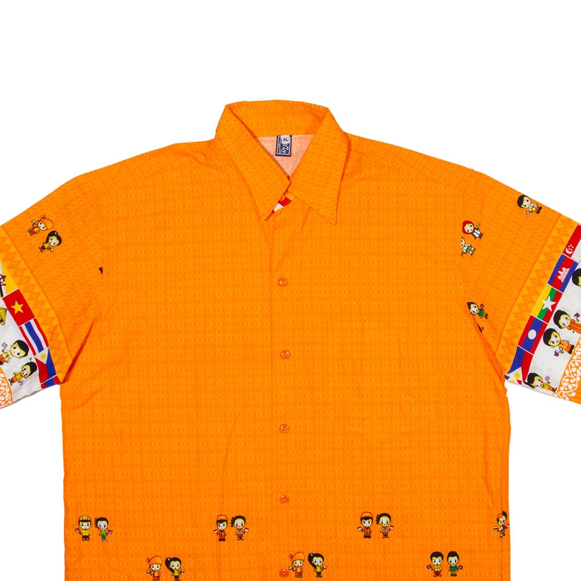 Mens Shirt Orange Crazy Pattern XL