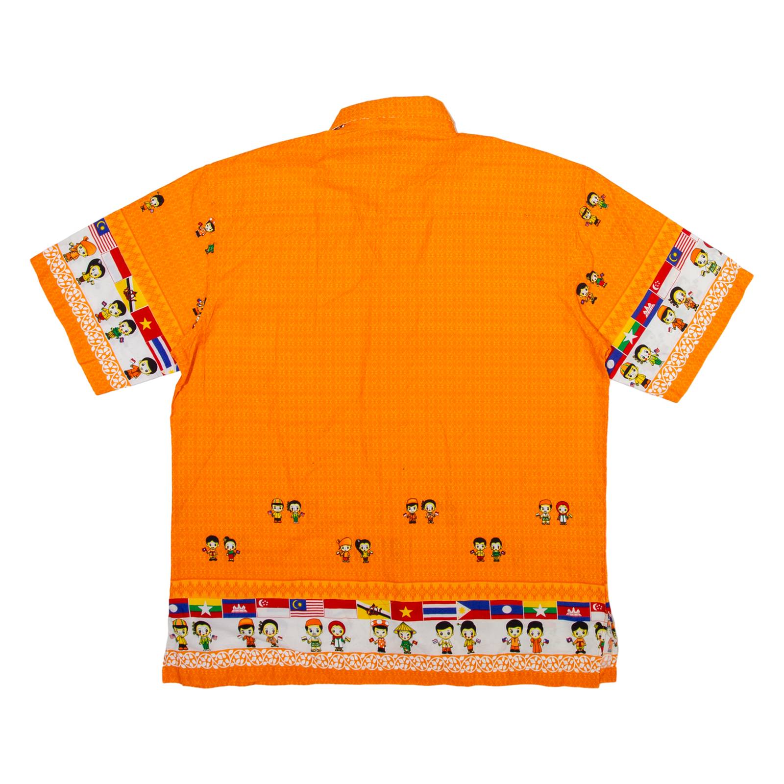 Mens Shirt Orange Crazy Pattern XL