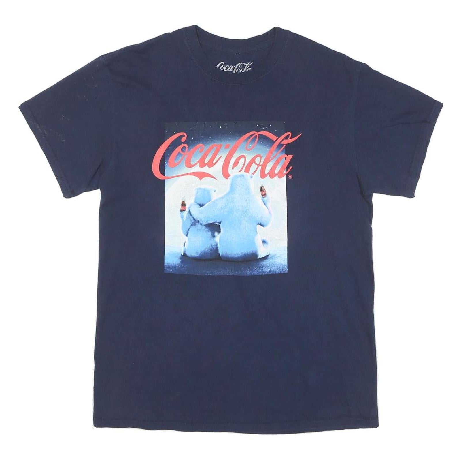 COCA COLA Mens Navy Blue Graphic T-Shirt M Short Sleeve Crew Neck Coca-Cola