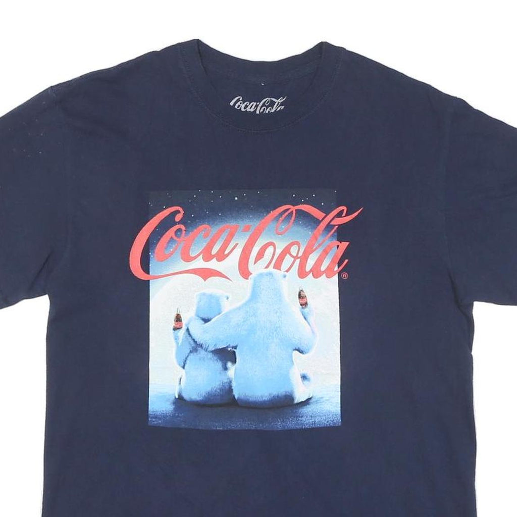 COCA COLA Mens Navy Blue Graphic T-Shirt M Short Sleeve Crew Neck Coca-Cola