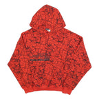 CROPP Mens Red Crackle Pattern Pullover Hoodie S Graphic Print Casual Streetwear