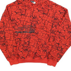 CROPP Mens Red Crackle Pattern Pullover Hoodie S Graphic Print Casual Streetwear