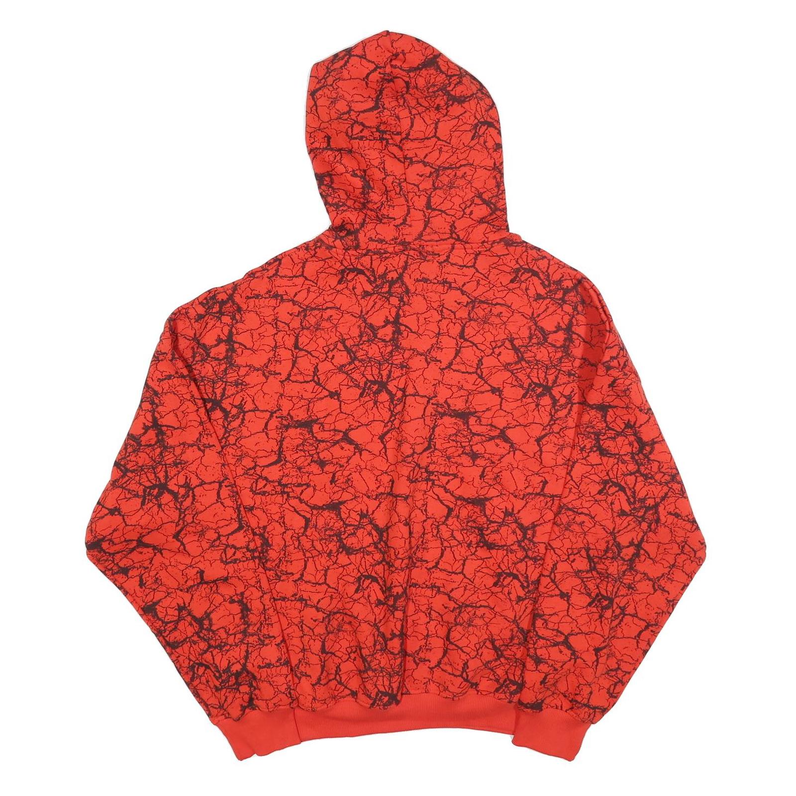 CROPP Mens Red Crackle Pattern Pullover Hoodie S Graphic Print Casual Streetwear