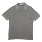 STONE ISLAND Mens Grey Short Sleeve Plain M Logo Patch Cotton Polo Shirt Slim